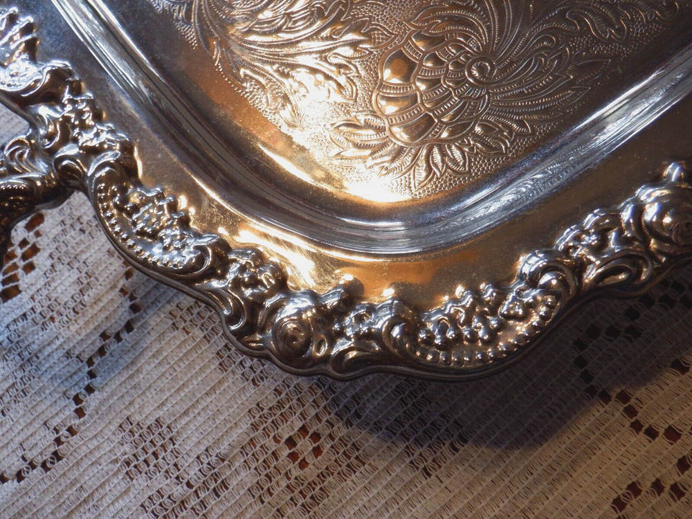 Silverplate Footed Platter Rectangular with Handles