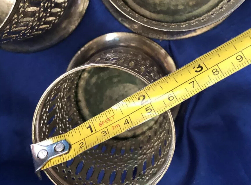 SilverPlate Japan Set Of 3 Round Vase Napkin Candle Holders Lattice Unique Rare