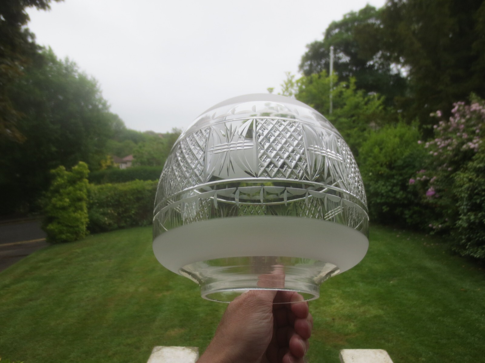 Superb Antique  Victorian Cut Glass Duplex Beehive Oil Lamp Shade