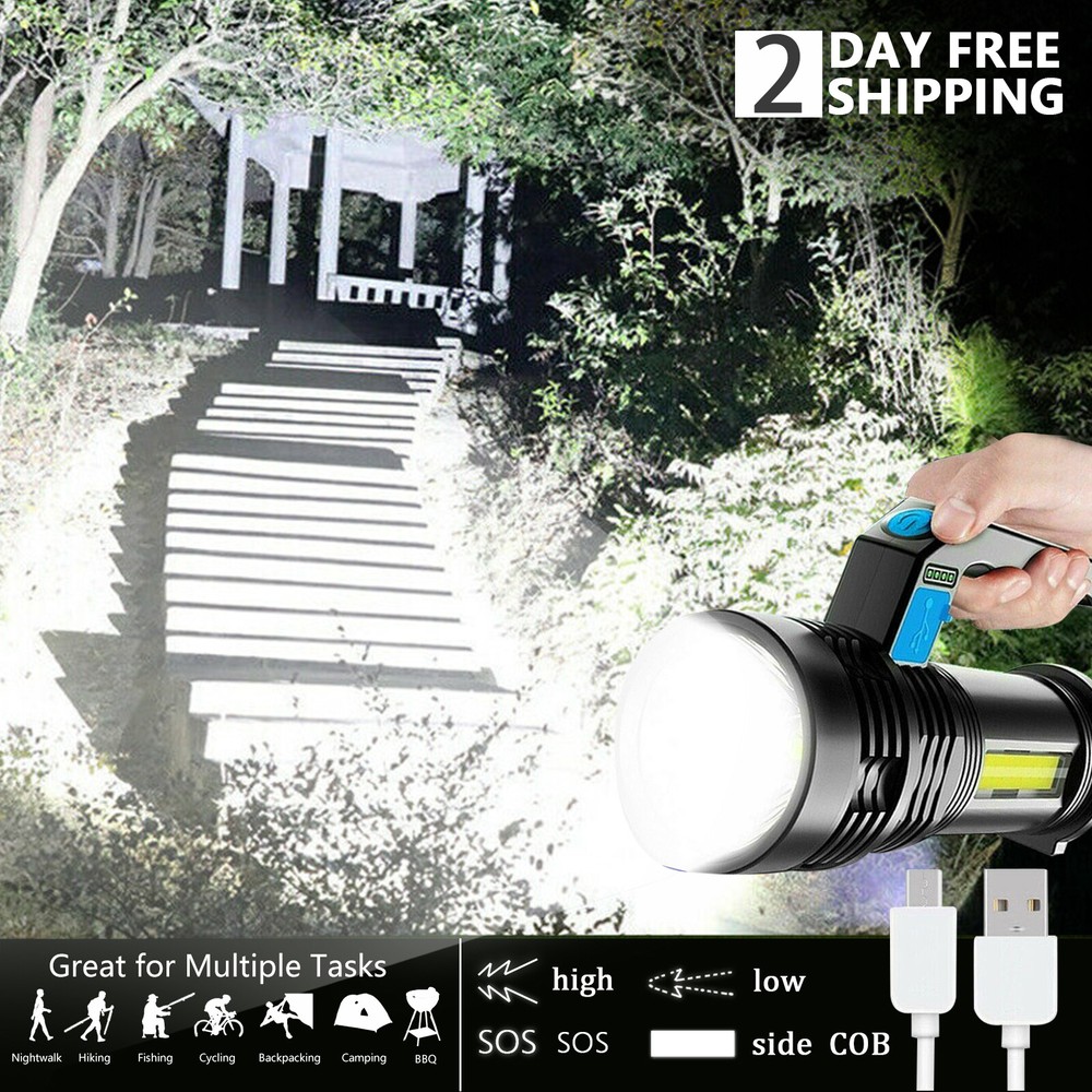 Super Bright LED Searchlight Portable Rechargeable Spotlight Handheld Flashlight