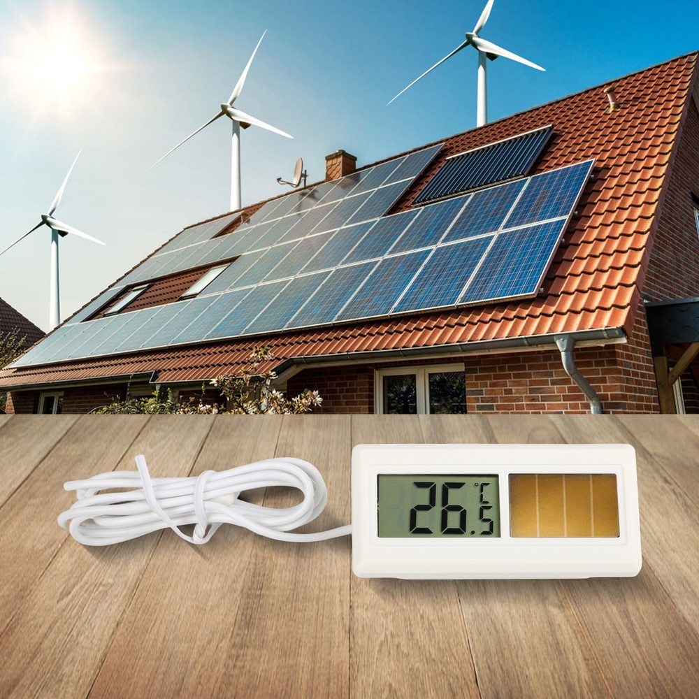 Sleek LCD Solar Thermometer Sensor For Accurate Temperature Measurement New