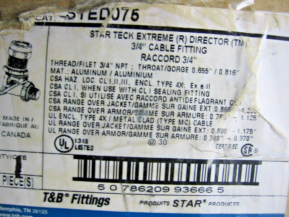 Thomas &Betts T&B Star Teck Extreme Director 3/4" Adjustable Angle Cable Fitting