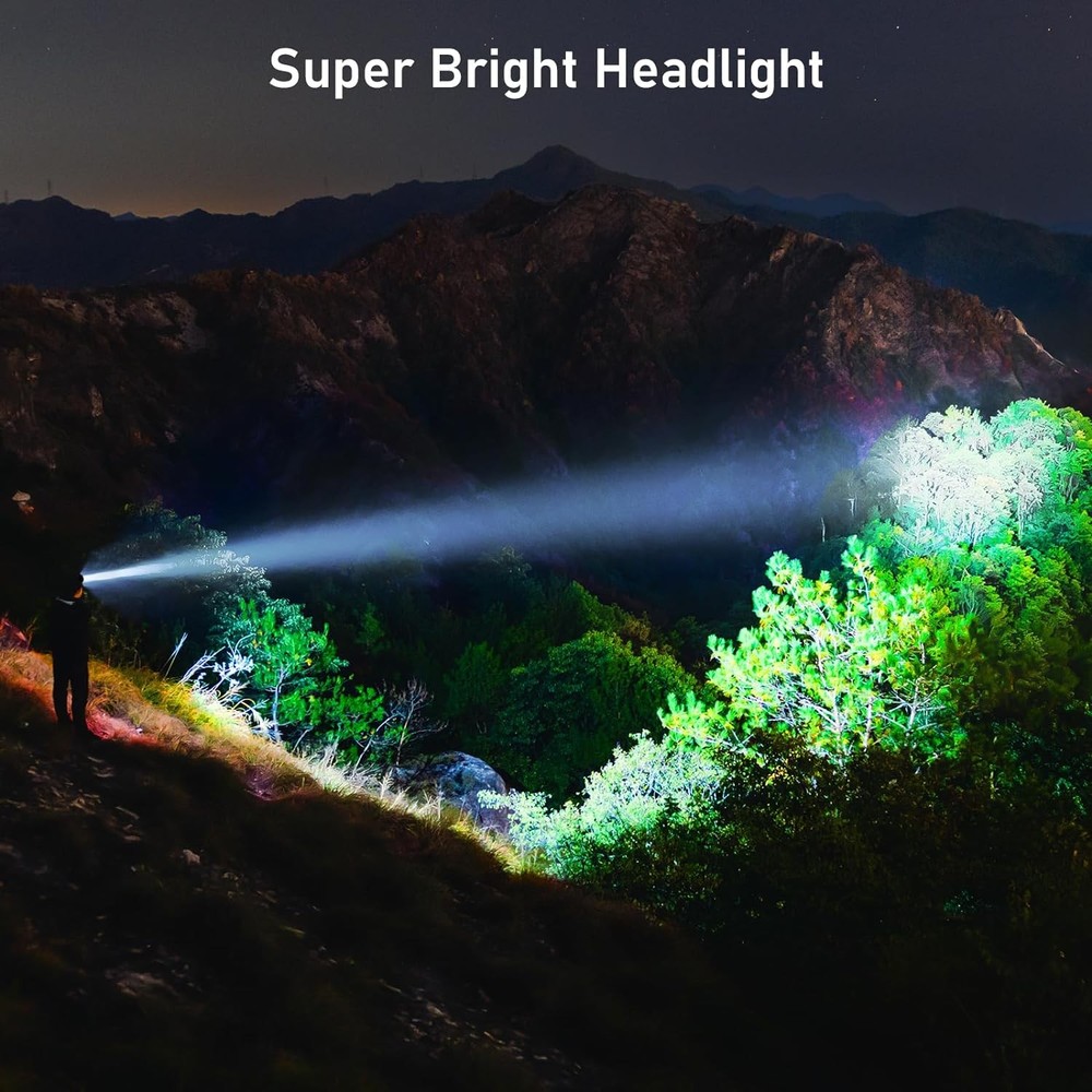LED Headlamp Rechargeable,2000L Super Bright Headlight with Motion Sensor-2 Pack