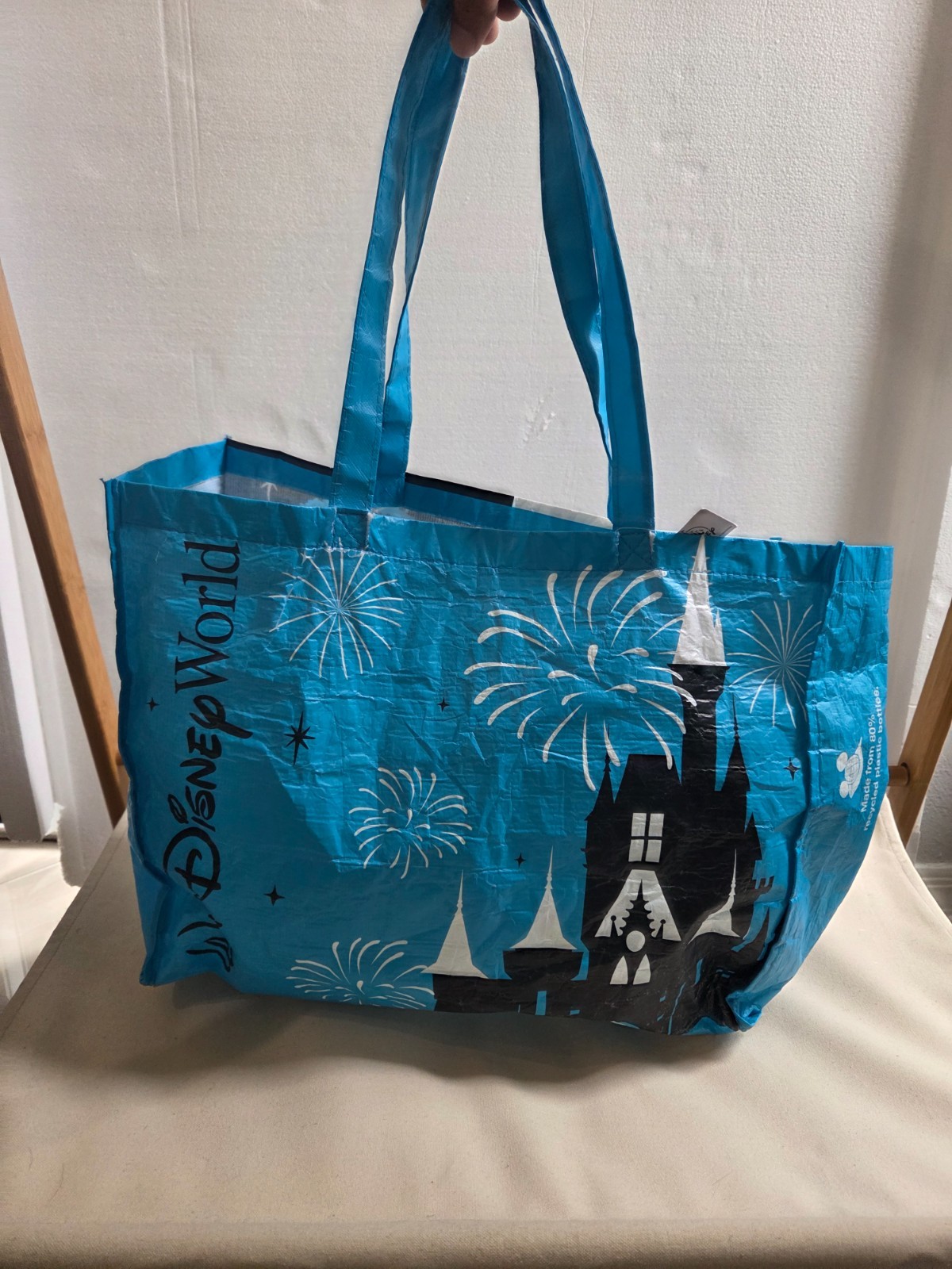 Walt Disney World Shopping Tote Bag Parks Blue Graphic Reusable Eco Friendly Bag