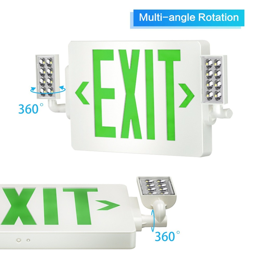 UL Listed-Led 4 Packs Combo Green Exit Sign with Battery Backup Exit Lights.