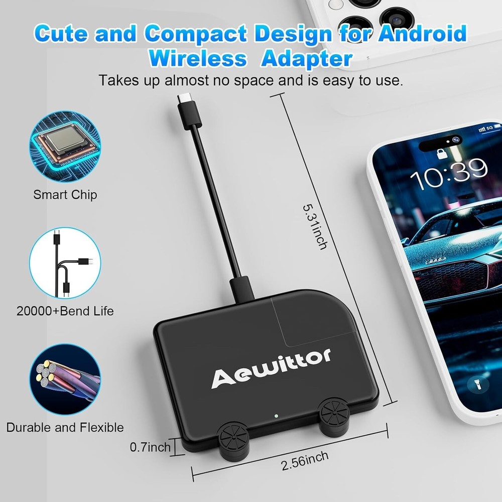 Aewittor Wireless Android Auto Car Adapter - Upgrade Your Car with Android
