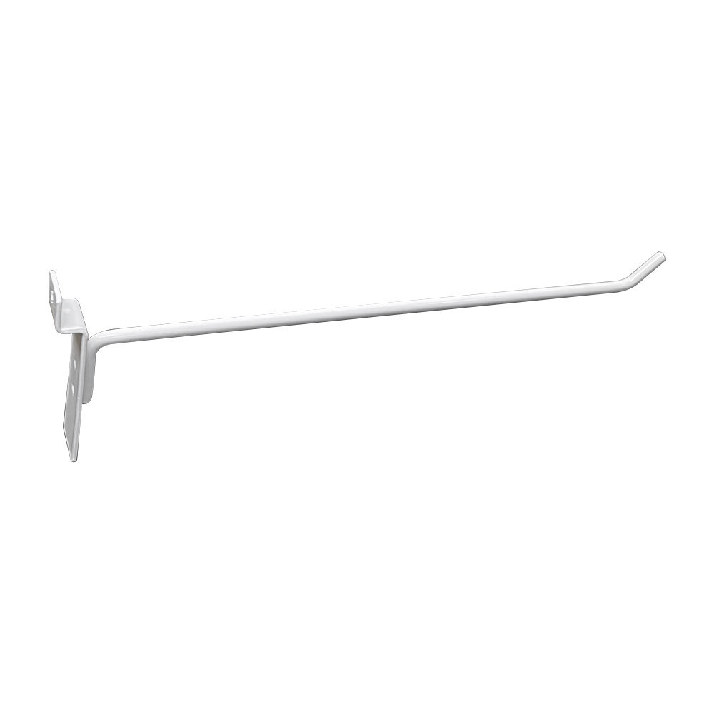 10" Slatwall Hook Panel Display Hooks, 1/4" Thickness Metal, White - PACK 12