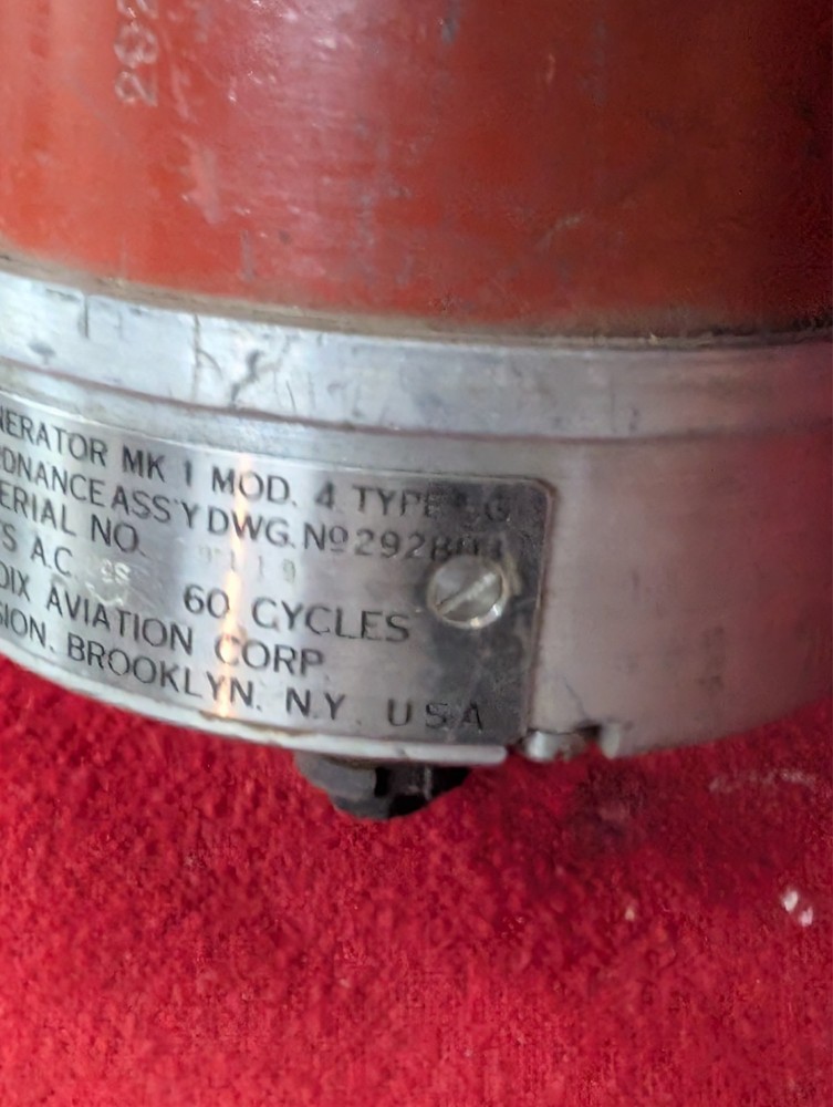 SYNCHRO GENERATOR MK 1 MOD 4 TYPE 5G BENDIX AVIATION MARINE DIV, 292803
