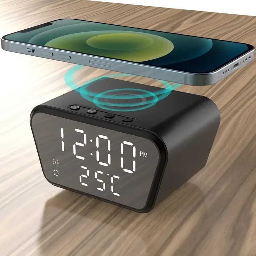 Alarm Clock Digital Wireless Charging LED Temperature Display Clock