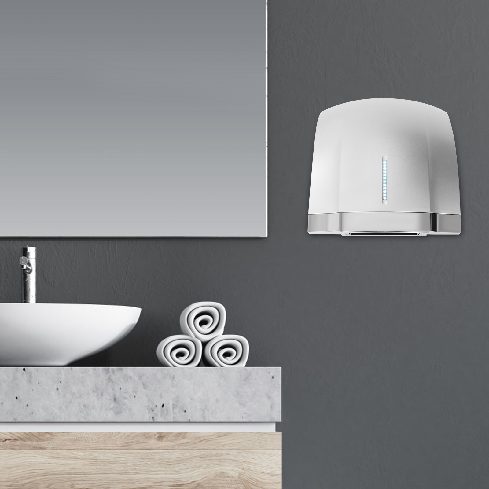 1800W Automatic Electric Hand Dryer Commercial and Household Use Silver 70-75dB