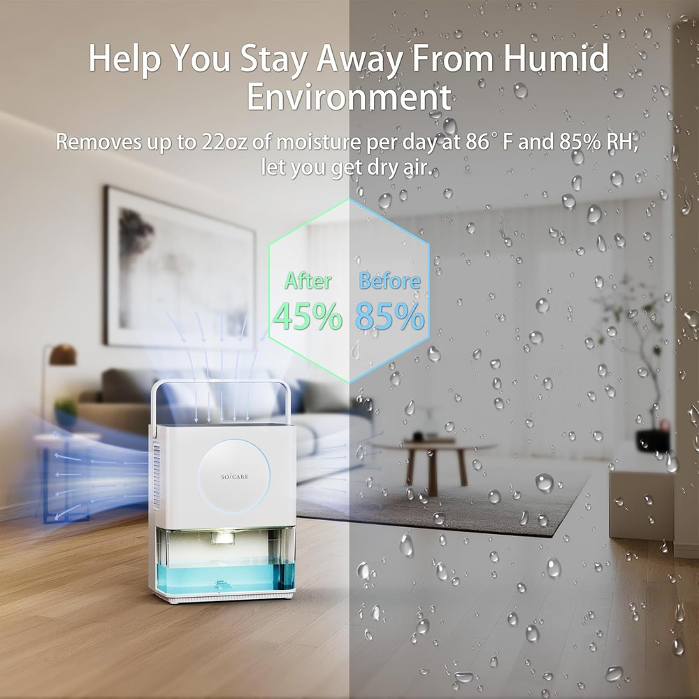 Compact 108 OZ Dehumidifier with HEPA Filter, Auto Off & Timer - White