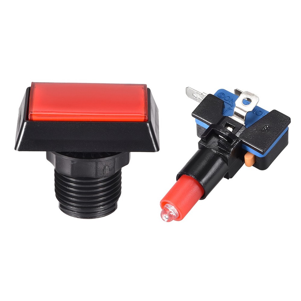Game Push Button 49x33 Rectangle 12V LED Illuminated Push Button Switch Red 1pcs