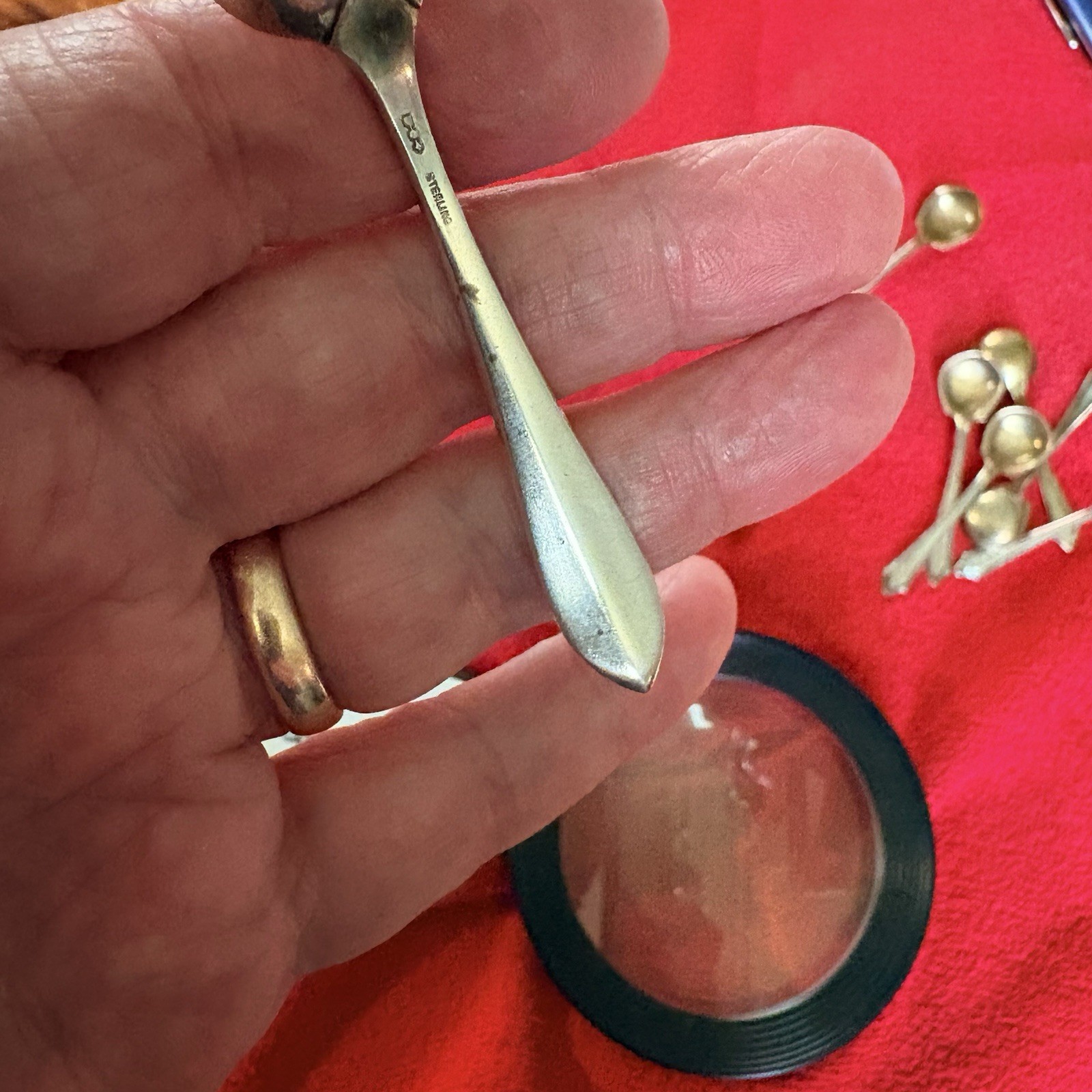 Sterling Silver Master Salt Spoon. Dominick & Haff. ‘Pointed Antique. 3". Nice.