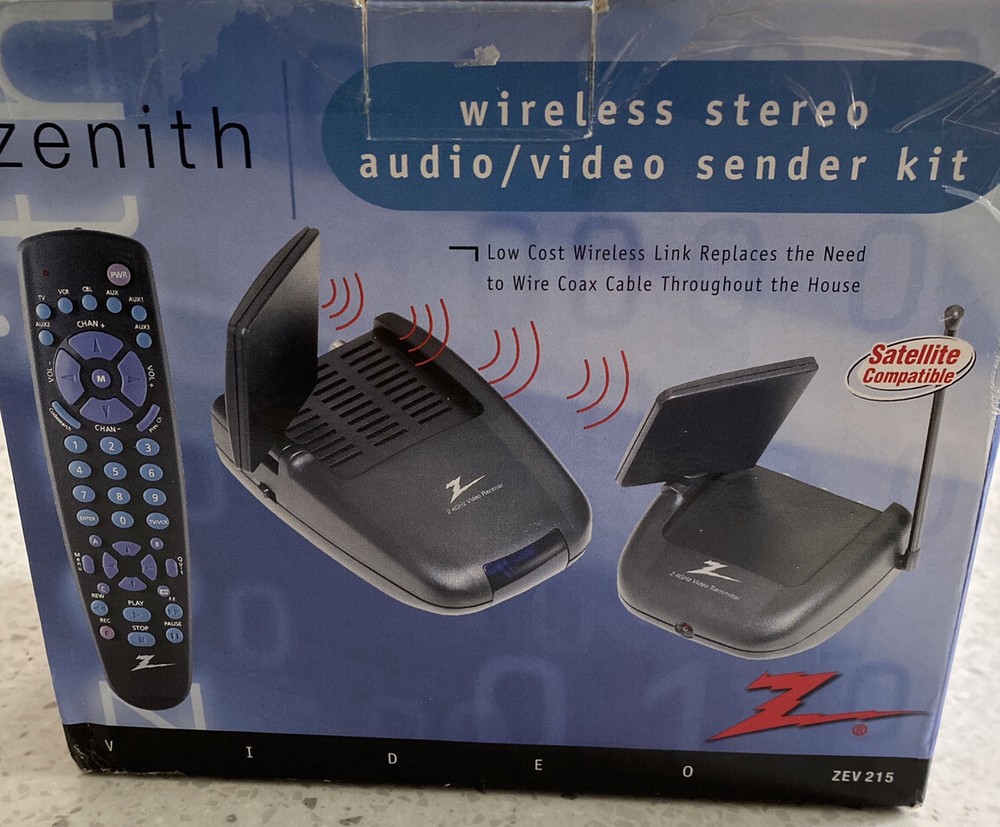 Zenith Wireless Stereo Audio Video Sender Kit NOS Missing Remote