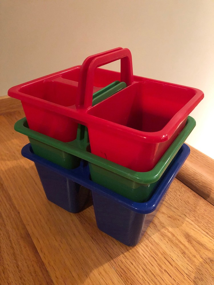 Greenbrier International 3 Compartment Color Coded Handled School Mini Caddys