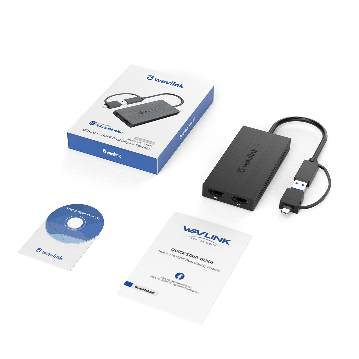 DisplayLink USB C/USB 3.0 to HDMI Displayport Hub Dual/Quad Monitors Adapter