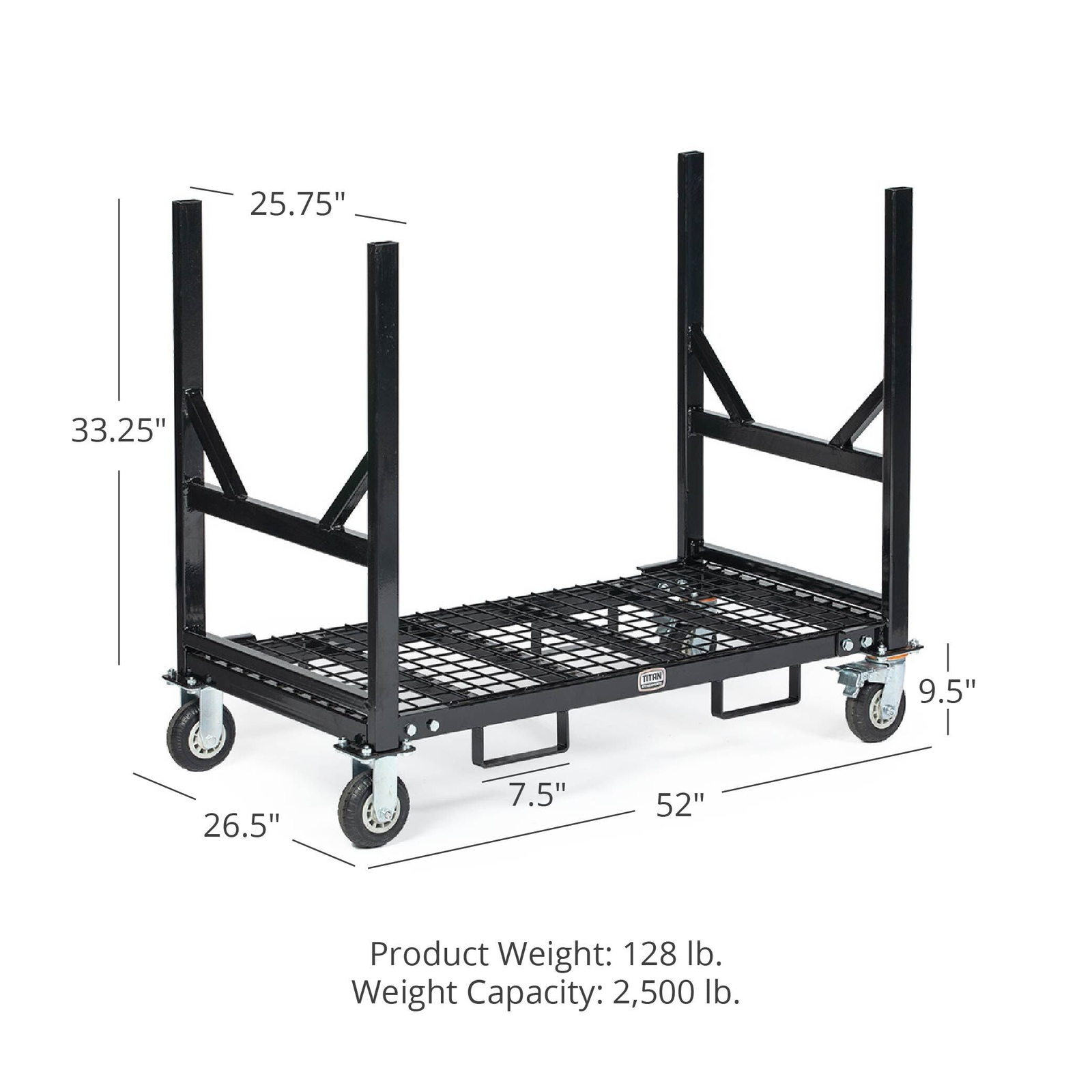 Titan Attachments Mobile Industrial Bar Cradle Cart, Heavy-Duty Rolling Platform