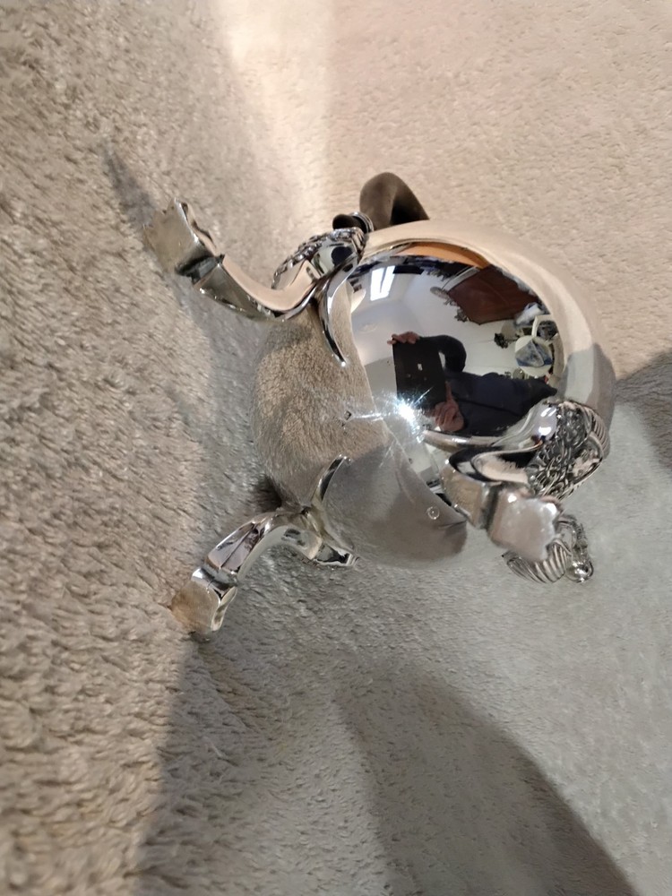 Magnifcent 1990 silver-plated tripod coffee pot Christofle Malmaison variant