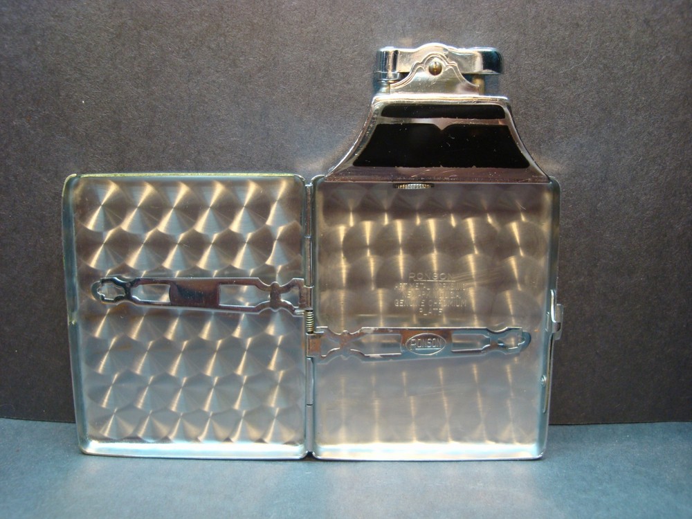 Vtg Ronson Cigarette Case Lighter-Tortoise Shell Enamel-Working-Never Lit