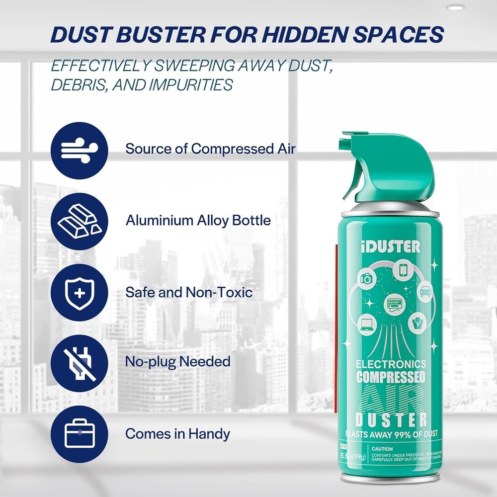 High-Pressure Compressed Air Duster for Electronics - 3.5 oz Precision Cleaning