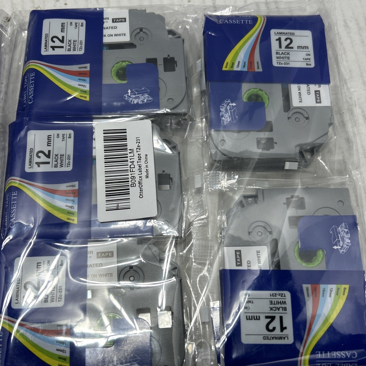 10PK For Brother P-Touch TZe-231 TZ-231 12mm White Standard Laminated Label Tape