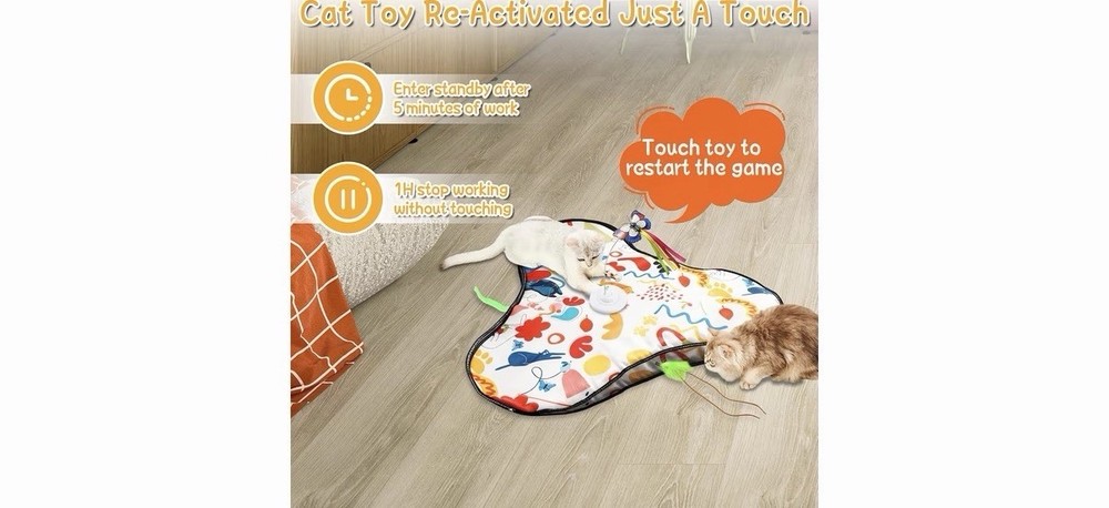 Interactive Cat Toy Play Mat Squeaking Automatic Touch Activated Suction Cups