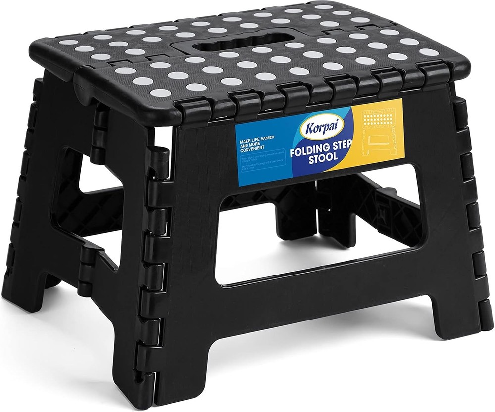 Folding Step Stool with Handle, Non-Slip Plastic Foldable Stool for Adults and