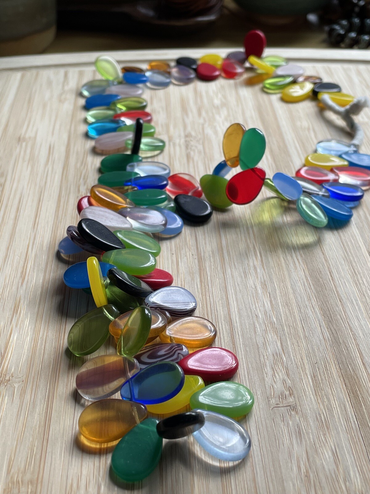 African Trade Beads Mali Wedding Necklace Czech Paddle Glass