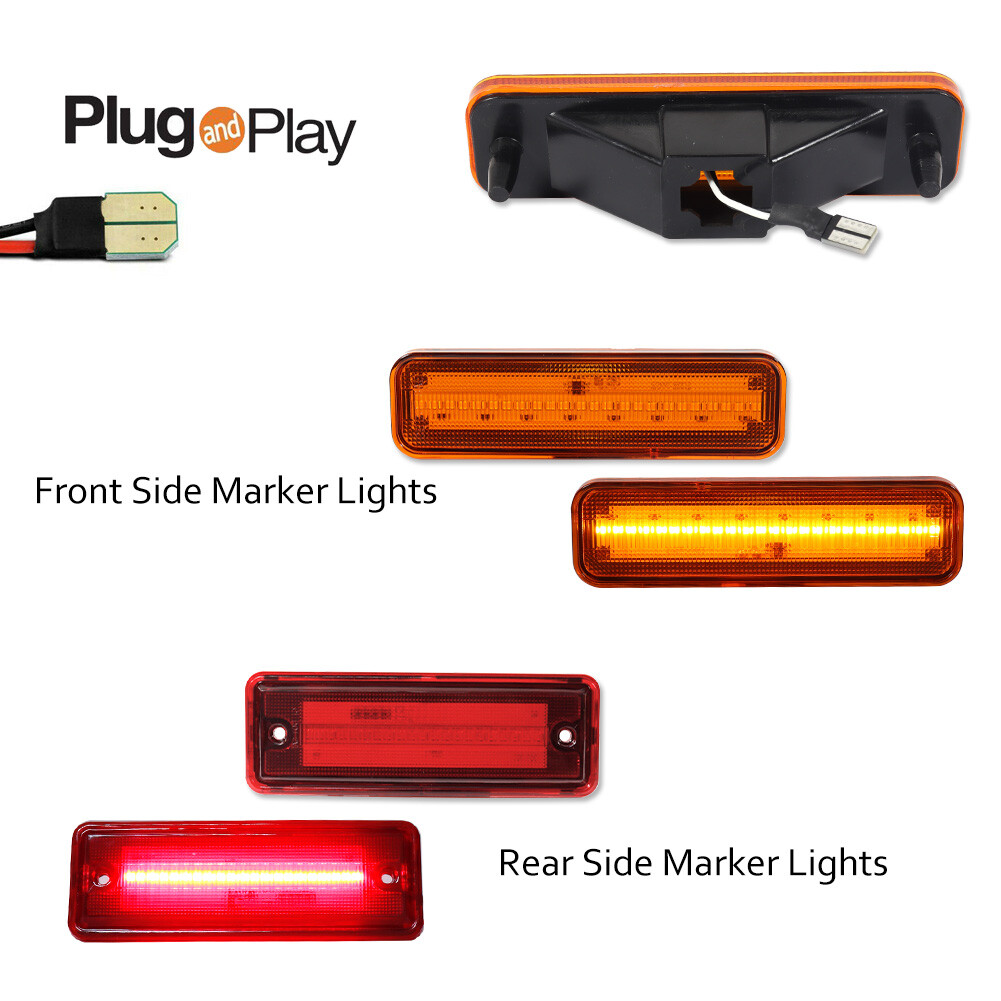 For 78-87 El Camino & Caballero Amber/Red LED Side Marker Parking Light Lamp Set