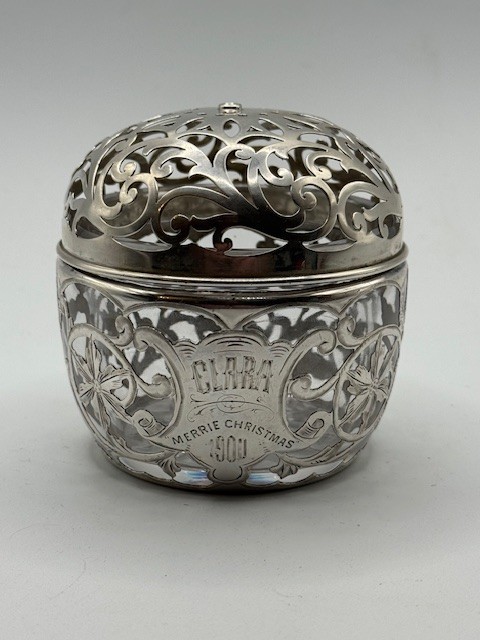 Antique Gorham Sterling Silver Cut Work String /Thread Holder . C1900.