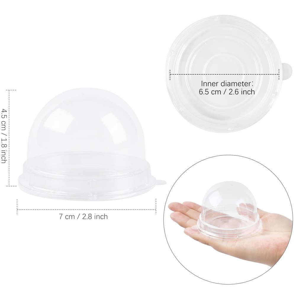 100Pcs Clear Plastic Mini Cake Boxes with Dome Lids, Mini