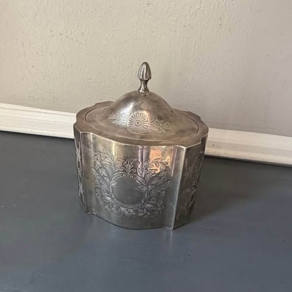 Vintage Silver-plate Lidded Lined Trinket Box