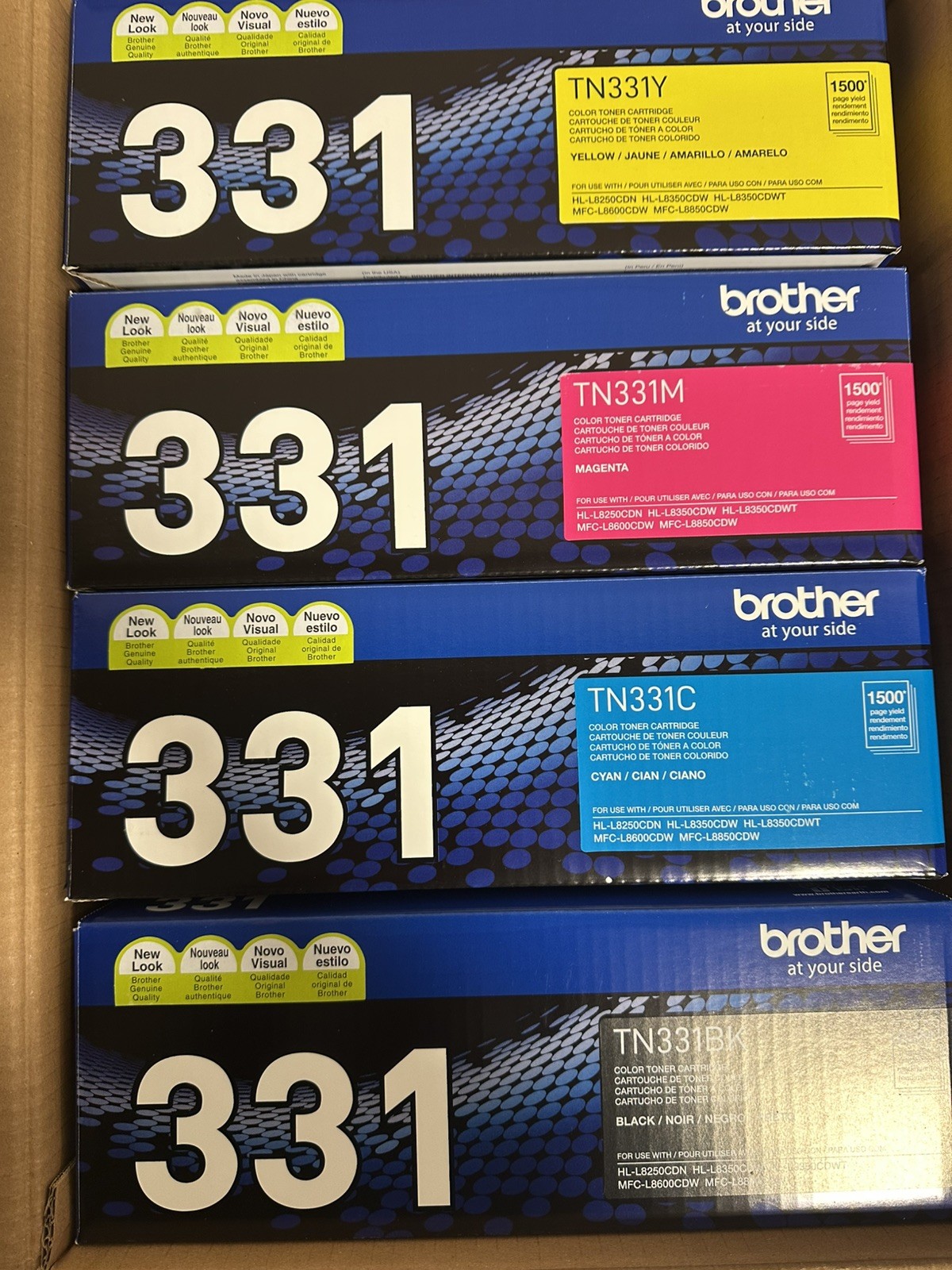 Brother TN-331 4 Pack Color Toner Set BK C M Y for HL-L8250CDN HL-L8350CDW