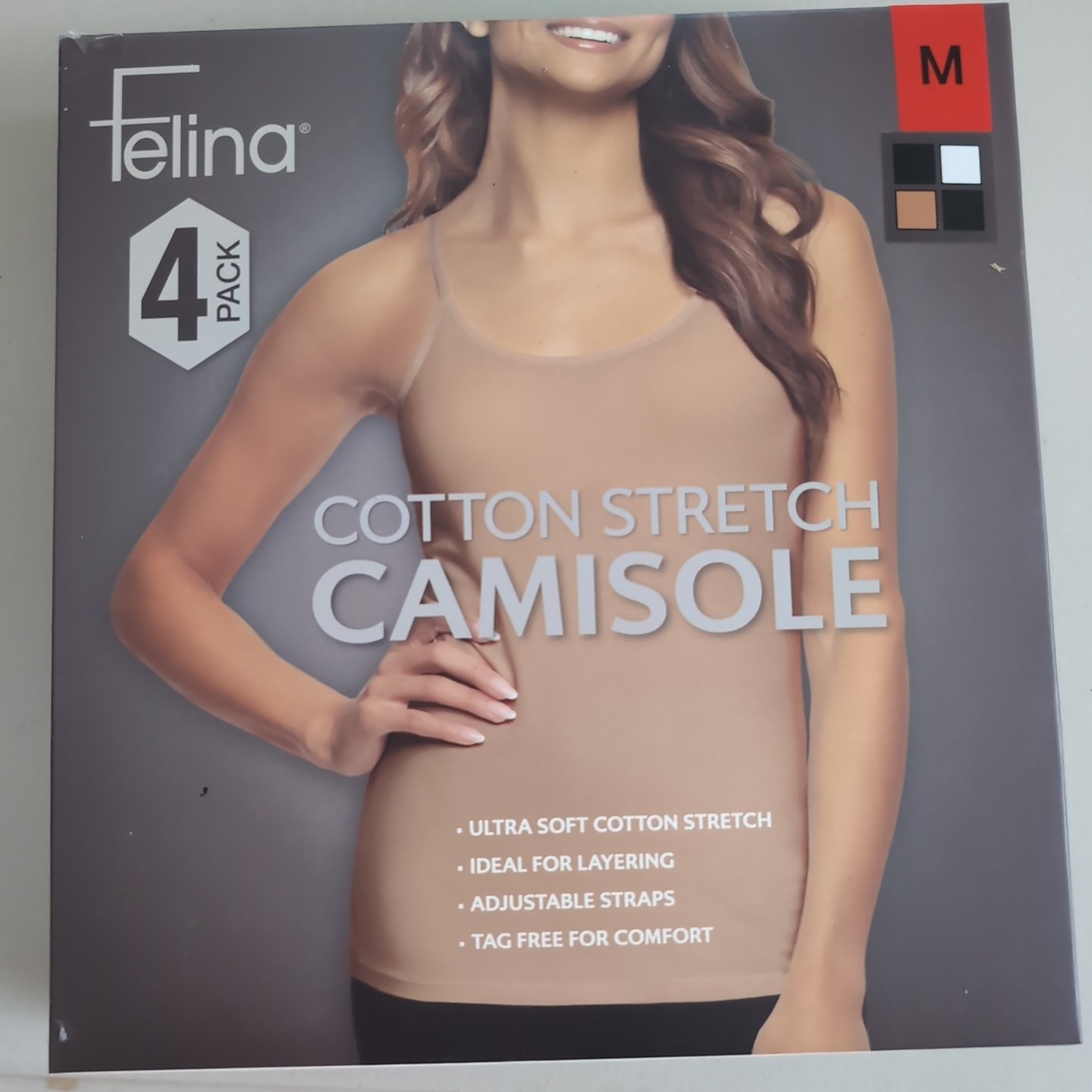 Felina Women's Camisole 4-pack Cotton Stretch Size M