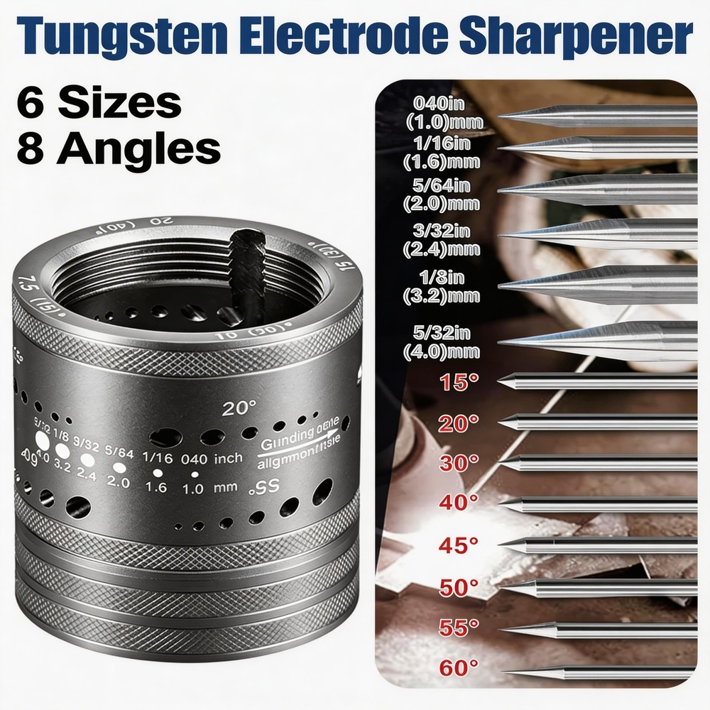 Tungsten Electrode Sharpener TIG Grinder Kit 6 Sizes 8 Angles Diamond