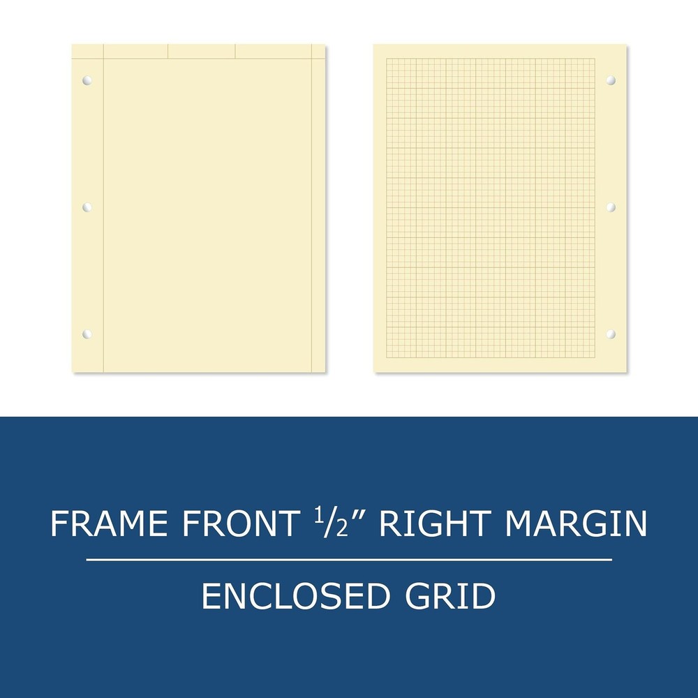 ROARING SPRING Engineering Pad, 8.5" x 11", 100 Sheets 15# Buff Paper, 5x5 Pr...