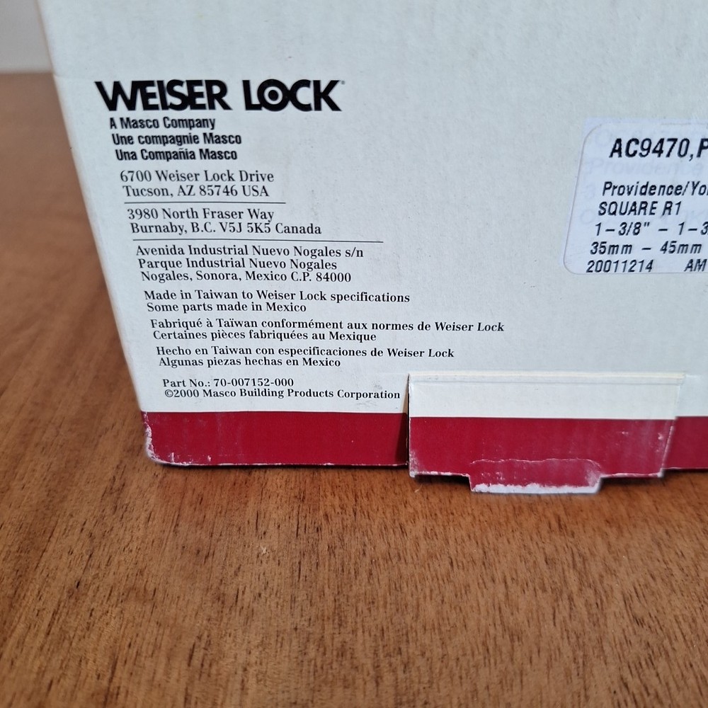 Weiser Lock Elements Series Providence York Entry Handle Set Solid Brass NEW