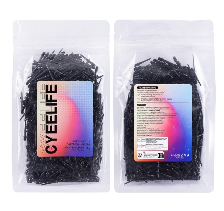 Cyeelife 2BA Thread Soft Tip Dart Points - Plastic Dart Tips - 100/1000 Pack Pre