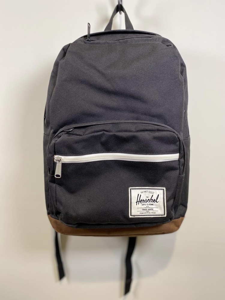 Herschel Black Backpack with Brown Suede Bottom