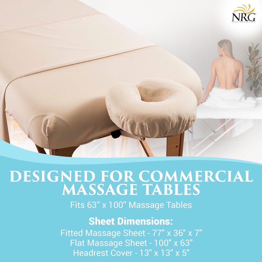 Premium Microfiber 3 Piece Massage Sheet Set by - Includes Massage Table Flat...