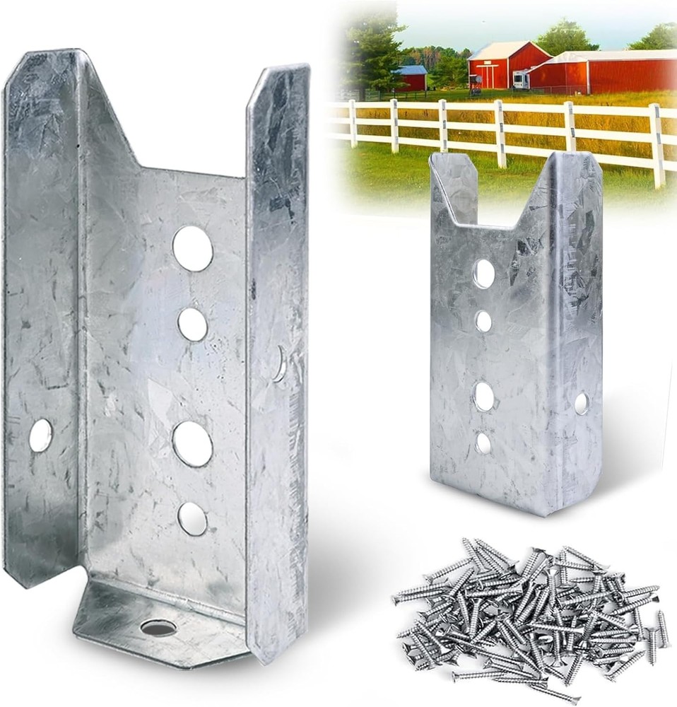 Durable 20-Pack Galvanized Fence Bracket Kit for Quick Install - Includes Screws