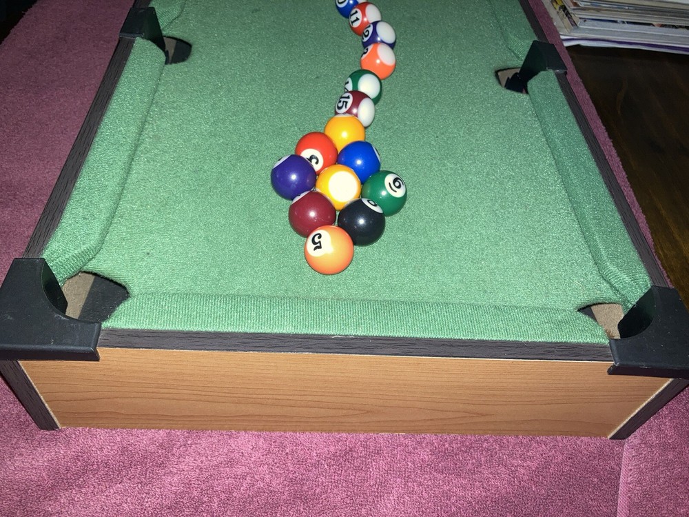 20IN Mini Pool Table Set, Tabletop Portable Billiards Game W/Small Billiards Cue