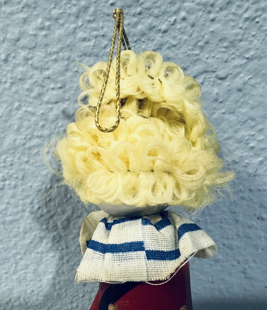Vintage Clown Wooden Jumping Jack Pull String Ornament
