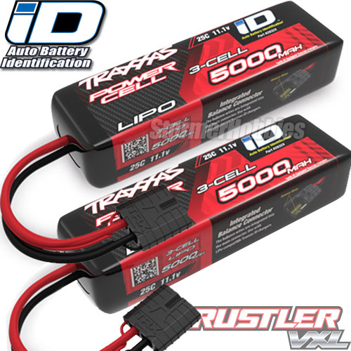Traxxas 5000mAh 11.1v Power Cell 3S 25C LiPo Battery (2) w/ ID Traxxas Connector