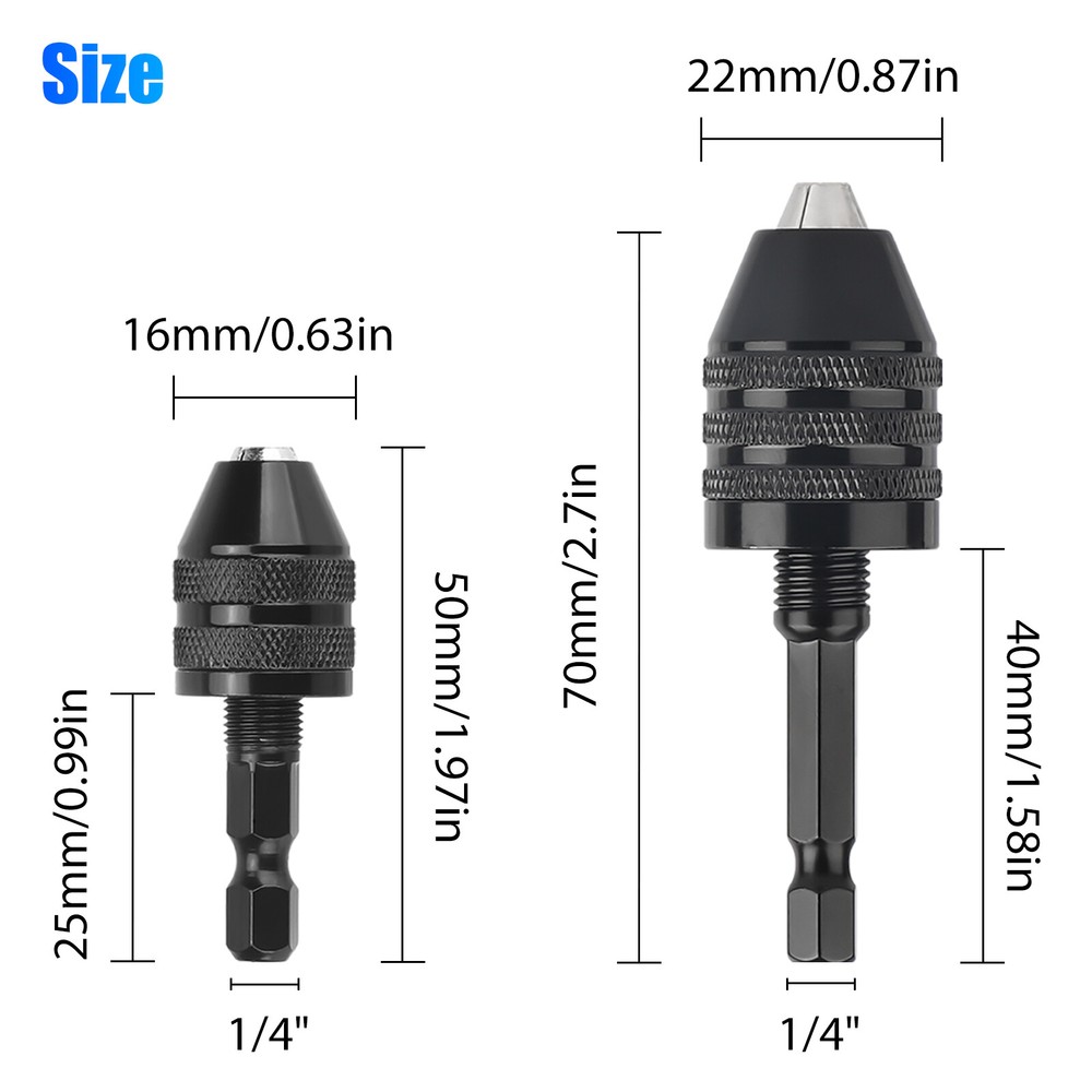 4x 1/4" Hex Shank Keyless Drill Chuck Conversion Adapter Bit Quick Change Driver