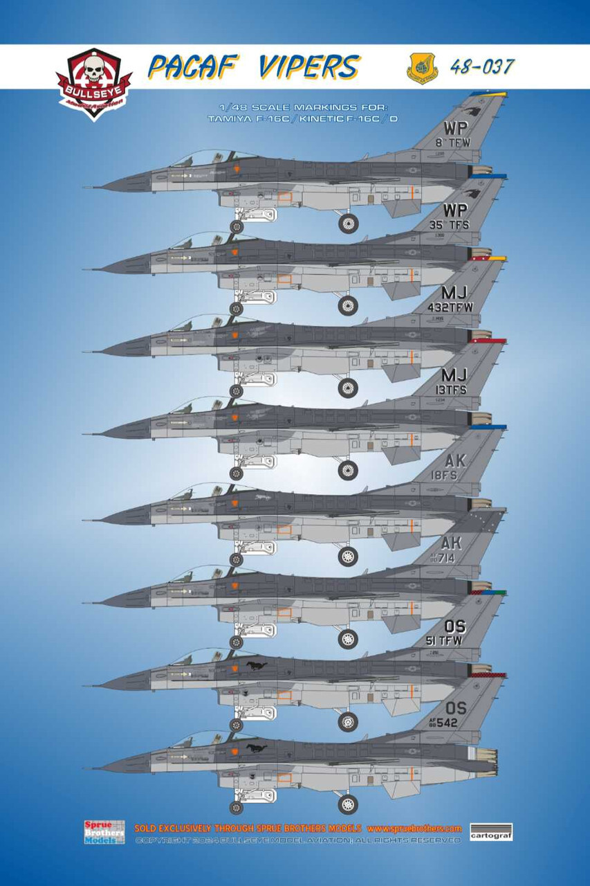 BMA48037 1:48 Bullseye Model Aviation Decals - 'PACAF Vipers' (F-16C F-16CG