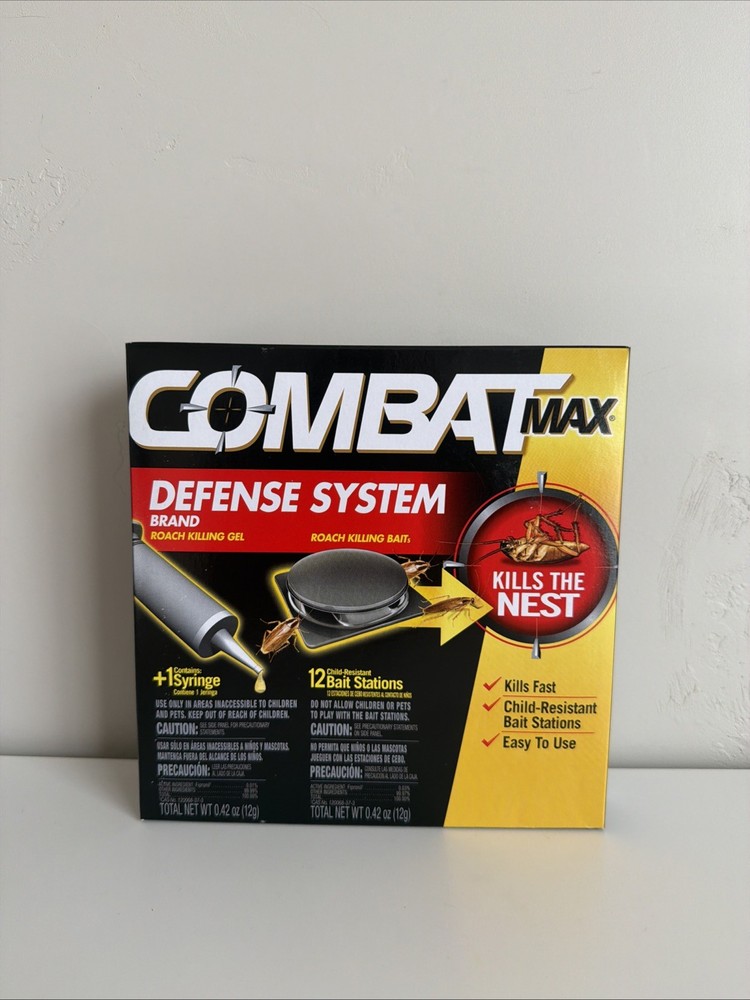 COMBAT MAX Defense System Large Roach Killing Bait & Gel 1 System 1 Refill NEW