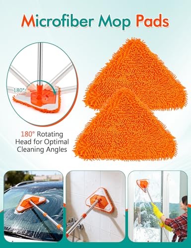 Ceiling Fan Cleaner Duster with 76" Orange-duster With Triangle Mop Set