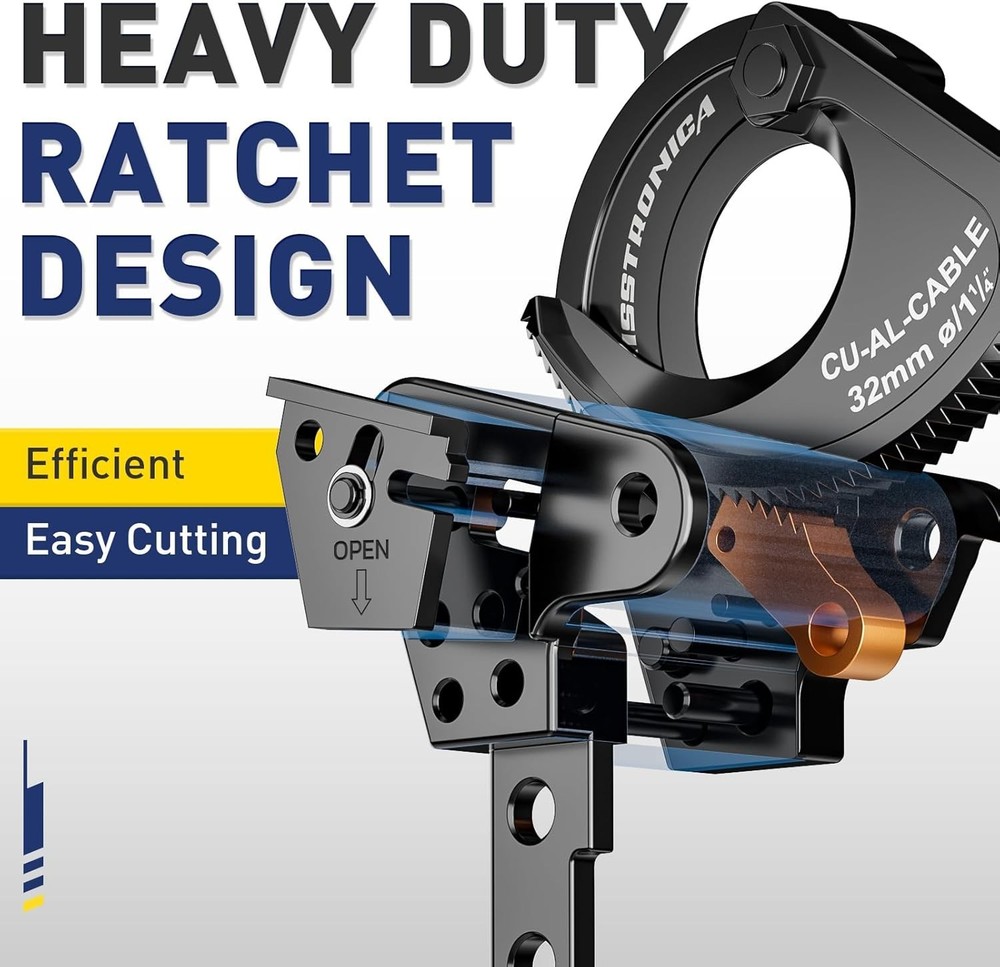 Professional Grade Ratchet Cable Cutters for Efficient Electrical Work, 240mm²