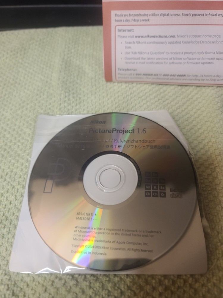 Nikon Picture Project 1.1 Windows & Mac CD-Rom & Reference Manual. New Sealed
